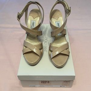 Jimmy Choo Vamp Nude Patent Leather Sandals